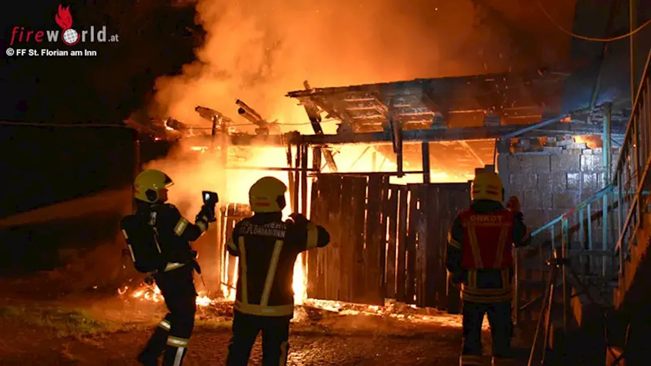 Oö: Garagen-Vollbrand in St. Florian am Inn → angrenzende Gebäude erfolgreich geschützt