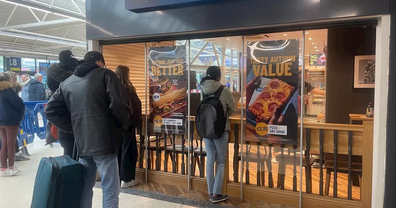 Greggs staff hand out orders from window of Leeds bus station eatery