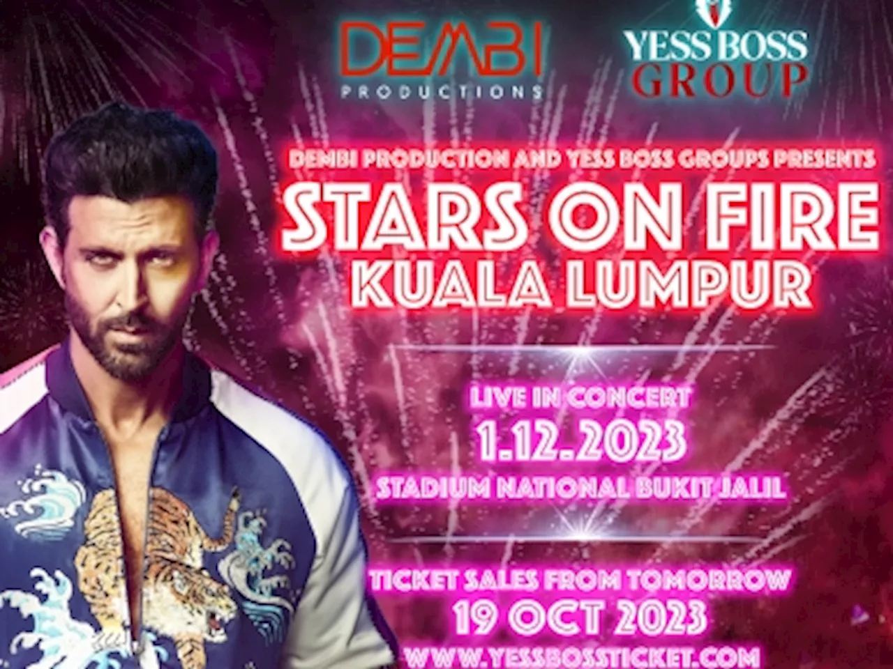 Bollywood star Hrithik Roshan leads for star-studded concert in Bukit Jalil on December 1