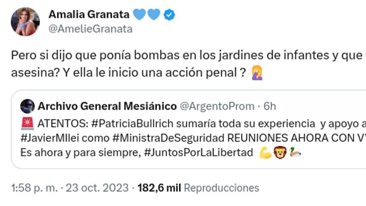 Amalia Granata rechazó un acercamiento entre Javier Milei y Patricia Bullrich