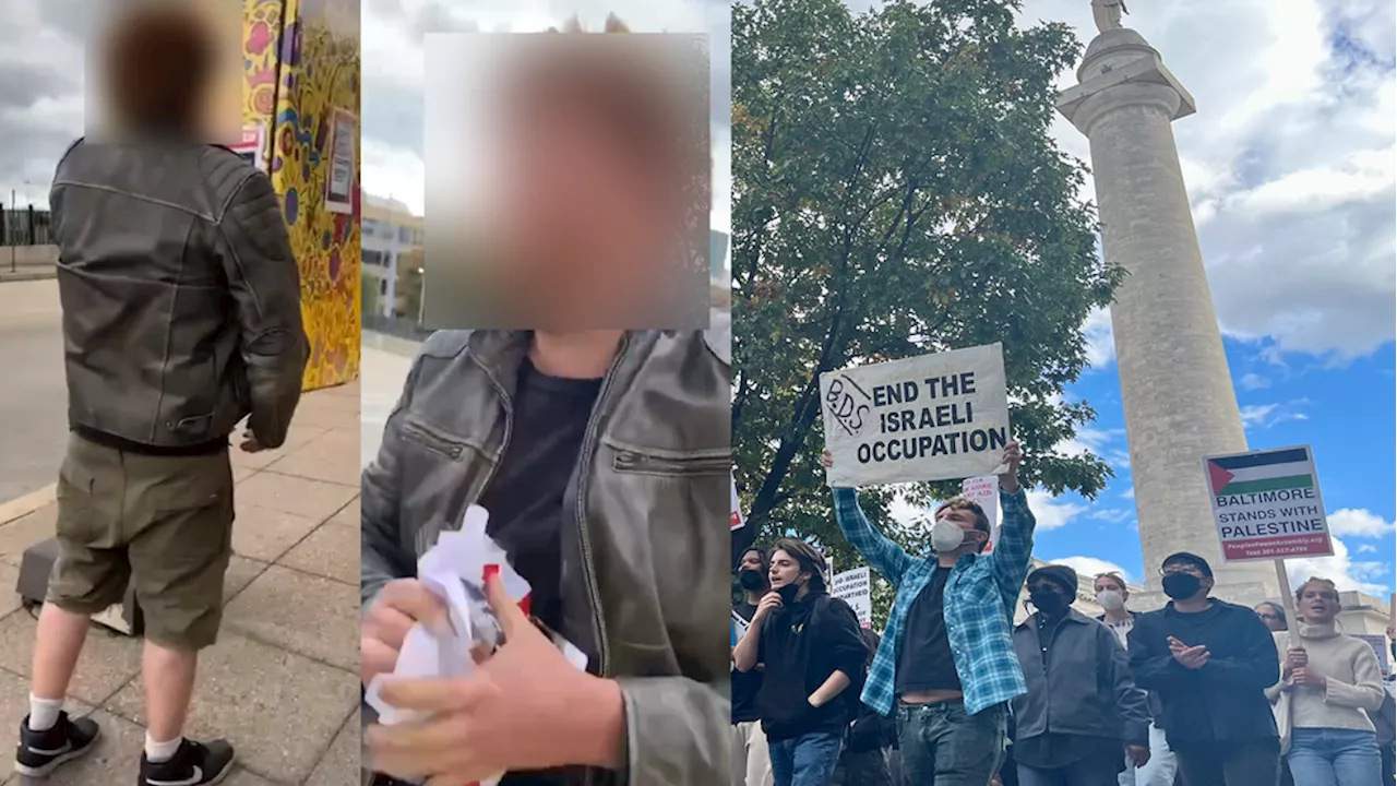 'I support Hamas': Anti-Israel protesters seen tearing down photos of Hamas hostages in Baltimore