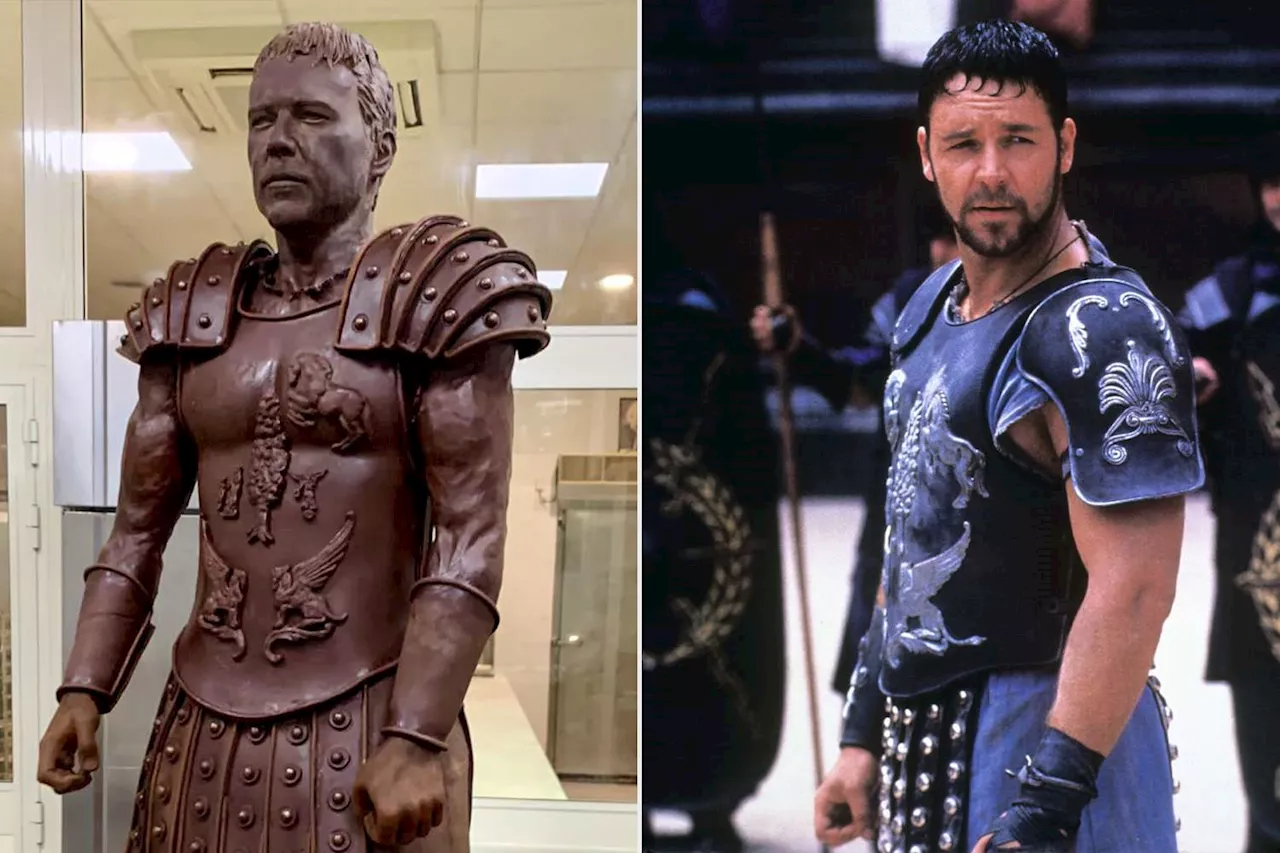 Russell Crowe Raves About Chocolate Statue of His 'Gladiator' Character: 'Available to Eat'