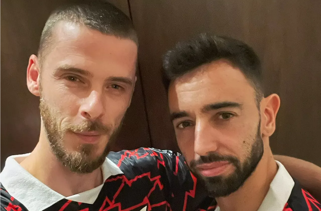 David de Gea sends fans into meltdown after posting picture with Manchester United star Bruno Fernandes...