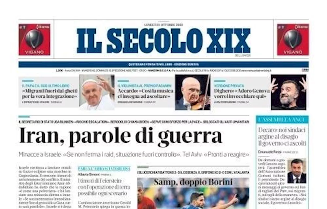 Il Genoa cade a Bergamo con l'Atalanta, Il Secolo XIX in apertura: 'Var indigesto'