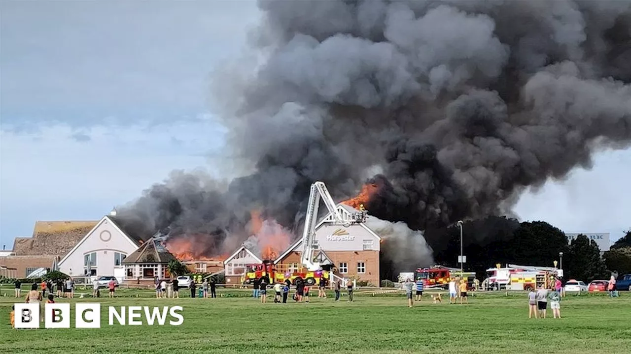 Demolition of Littlehampton Harvester gutted by fire begins