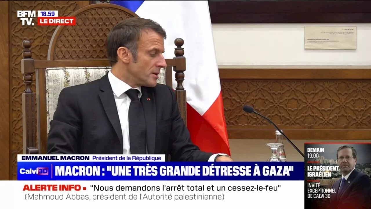 Emmanuel Macron: 'Je vois, j'entends les souffrances des populations civiles à Gaza'