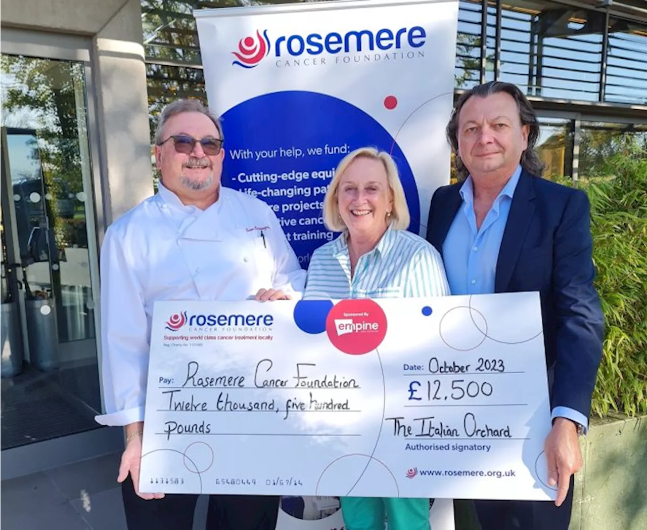 The Italian Orchard at Broughton make major donation to Rosemere Cancer Centre