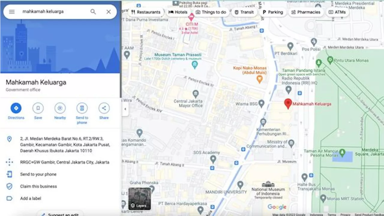 Viral 'Mahkamah Keluarga' di Google Maps, Cek Sikap MK dan Google