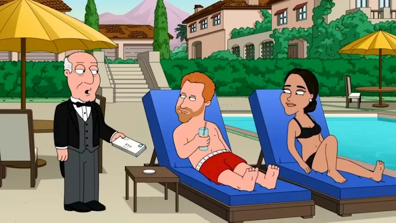 Harry and Meghan appear in Family Guy as work-shy grifters who post Instagram photos worth $250,000...