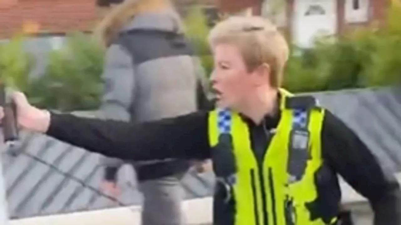 Wild West Britain: Moment baby-faced police sprays crowd and yells 'get back' after 'three officers...