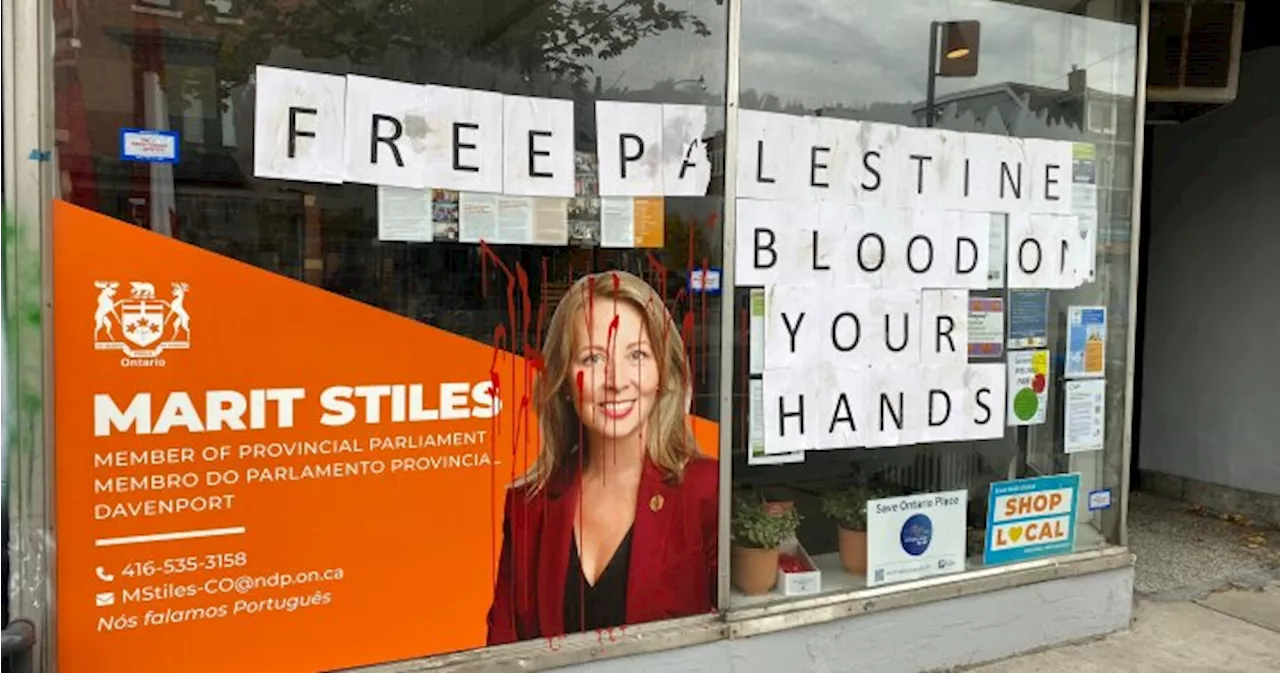 Ontario NDP Leader’s office vandalized with Israel-Hamas conflict graffiti