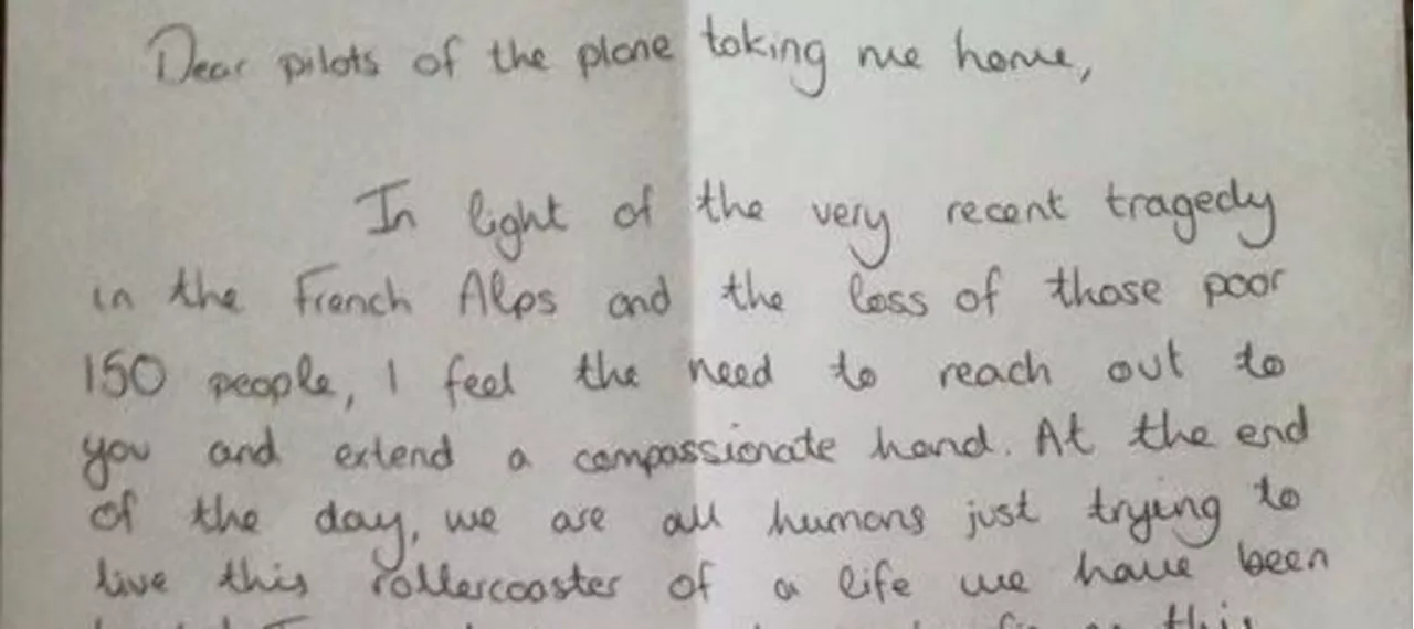 PIC: The Heartwarming Letter This Woman Wrote Her Two Pilots After Her Flight This Week