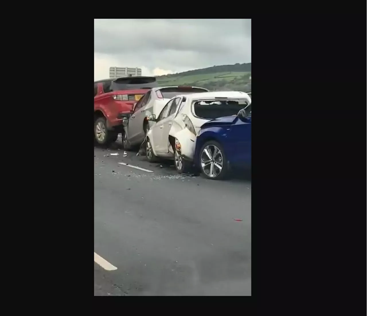 Motorist hospitalised after multi-vehicle crash on the M2 northbound out of Belfast