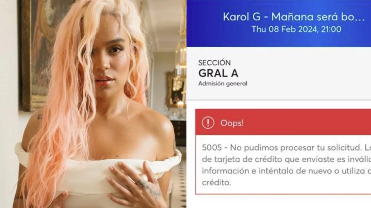 Preventa para Karol G: fans acusan que 'perdieron su boleto' por error del sitio