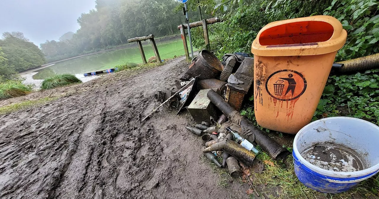 Müll aus dem Moorteich in Bünde gefischt: So geht es nun weiter