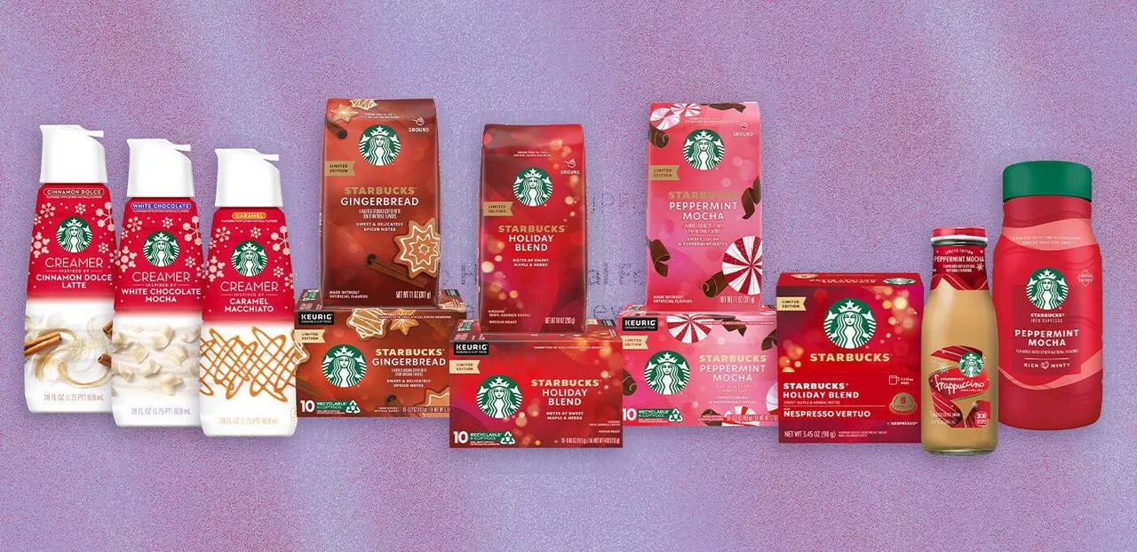 Starbucks holiday assortment of coffees, creamers in grocery stores now