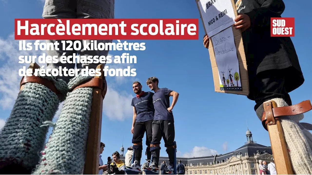 Vidéo. Harcèlement scolaire : ils font 120 kilomètres sur des échasses pour récolter des fonds