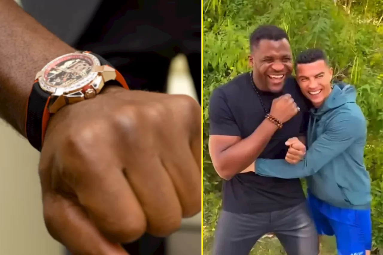 Francis Ngannou collects £87,000 Jacob & Co watch and thanks Cristiano Ronaldo ahead of Tyson Fury fight...