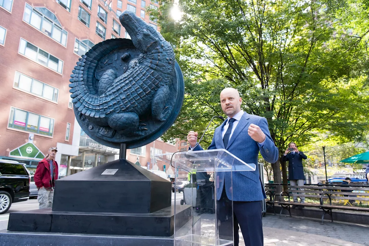 A new sculpture celebrates the enduring myth of the NYC sewer alligator