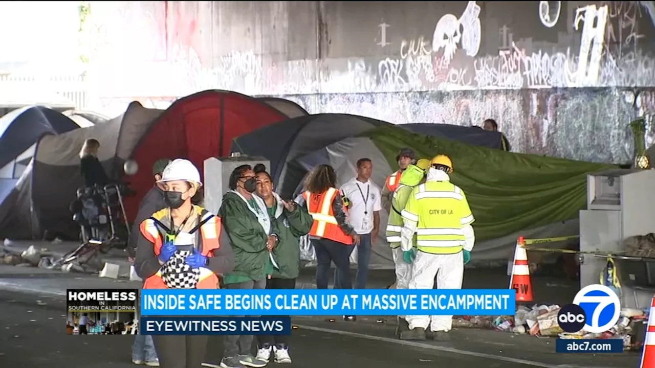 One of LA's most notorious homeless encampments cleared under 405 Freeway