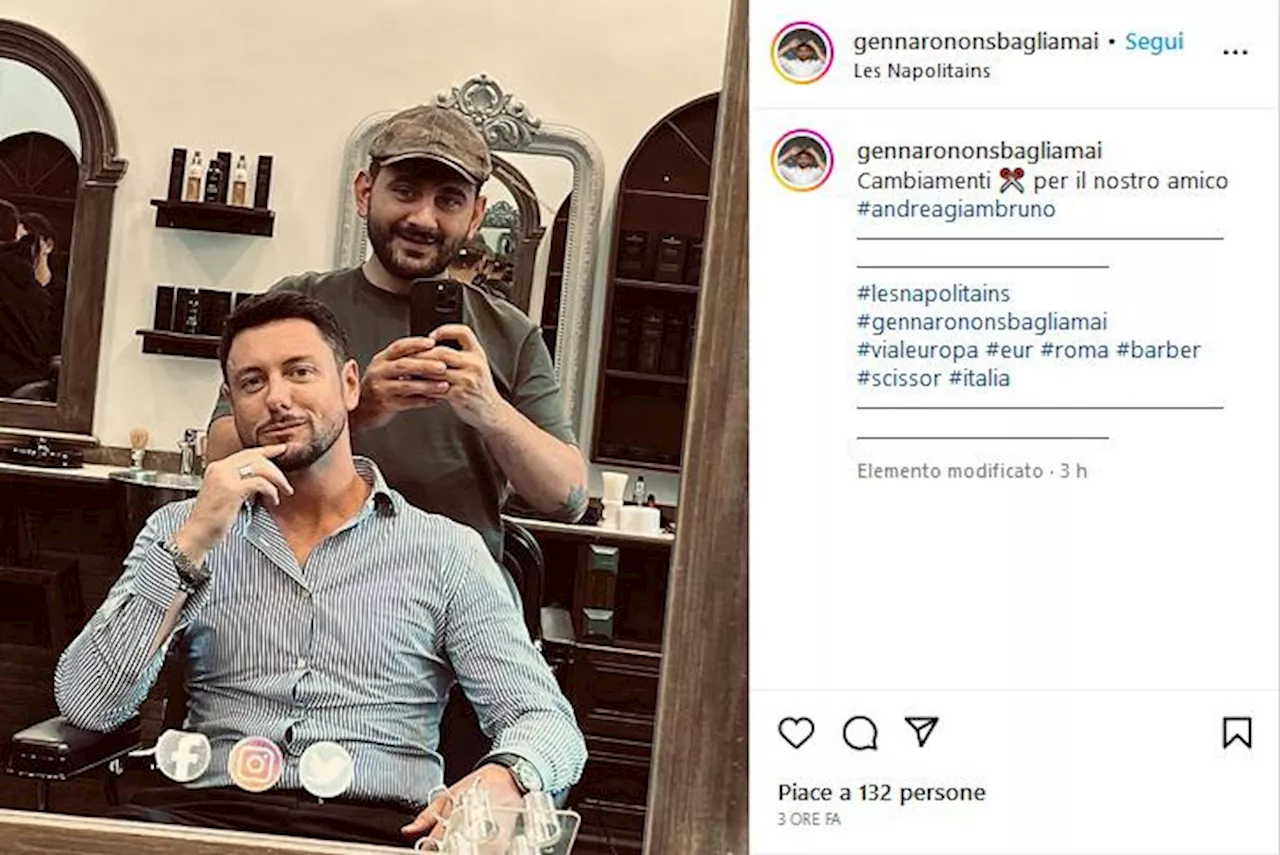 Giambruno, cambiamenti in vista: l'ex di Giorgia Meloni taglia il ciuffo