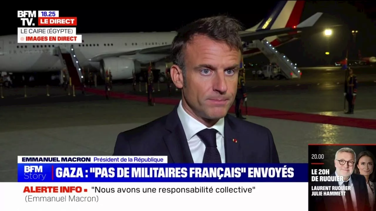 Emmanuel Macron: 'On a environ 170 personnes dans la bande de Gaza qu'on veut protéger'