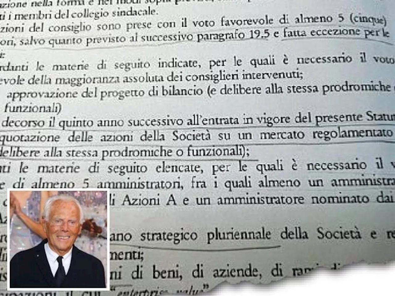 Armani, in un documento riservato l’assetto del «dopo Giorgio» con l’ipotesi Borsa