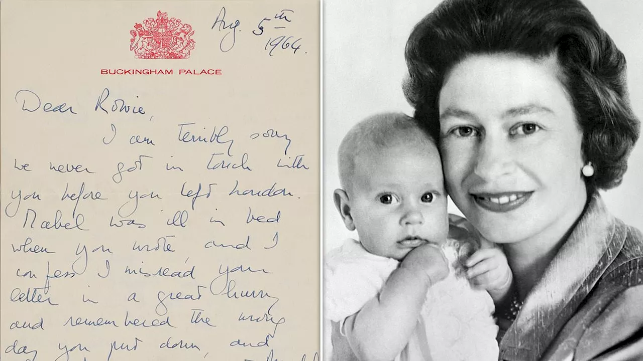 Handwritten letter from the late Queen Elizabeth to her midwife who delivered Prince Edward reveals...