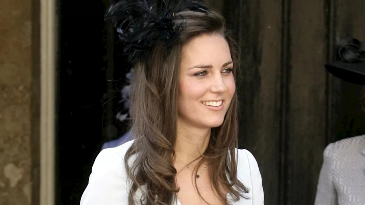 Princess Kate, 26, was a daring wedding guest in low-cut dress and corset jacket