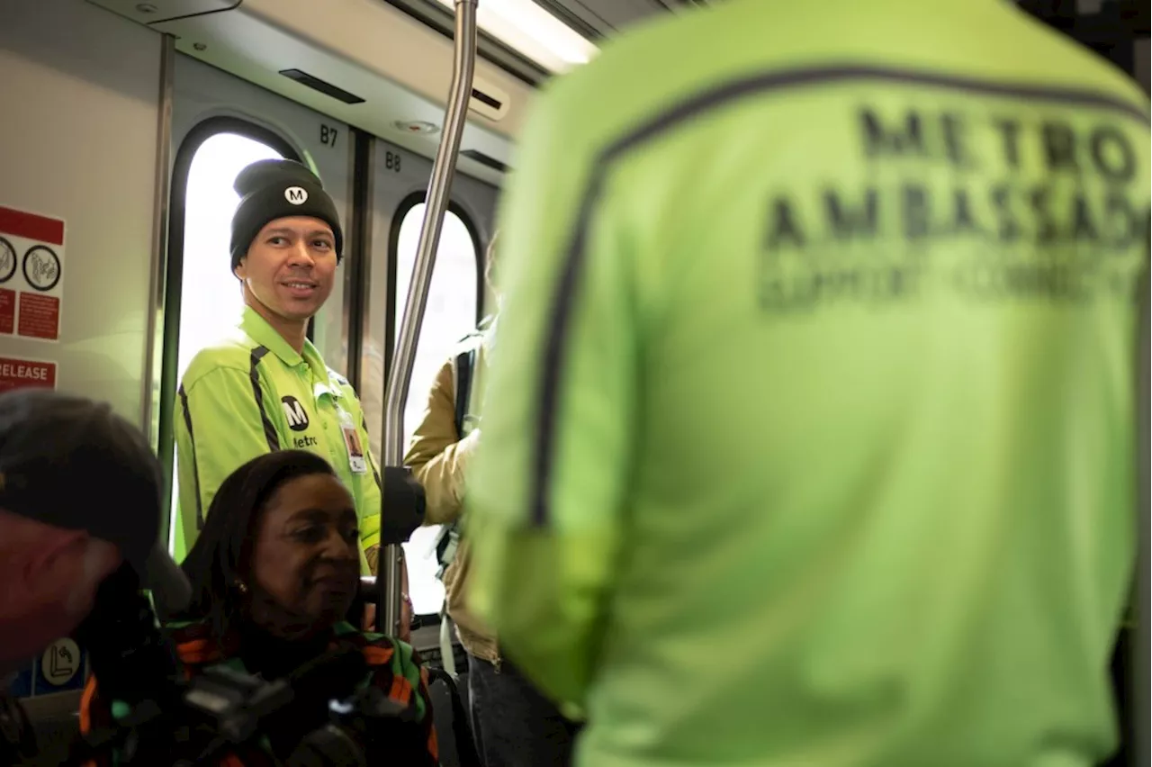 Green-shirted greeters may become a permanent fixture on LA Metro trains, buses