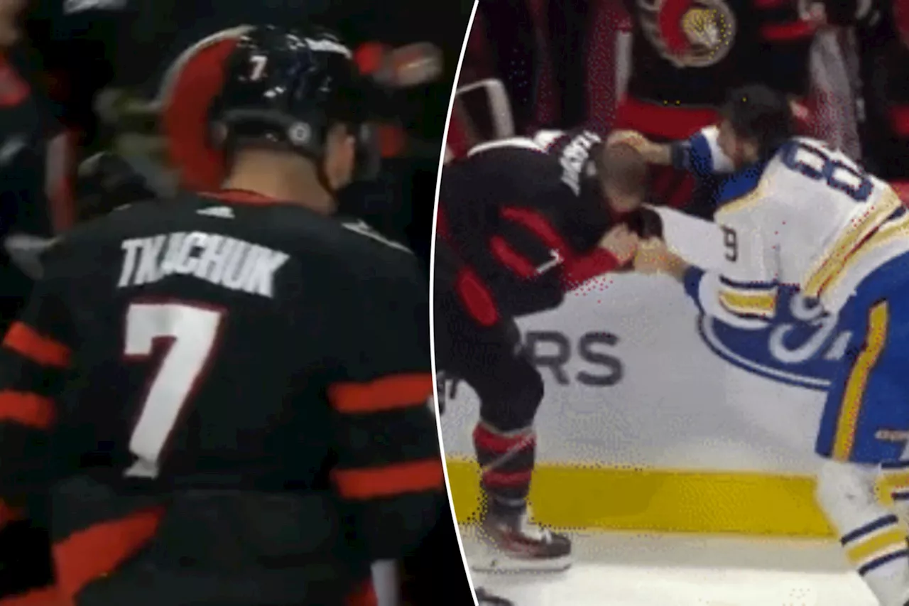 Brady Tkachuk leaves Senators game with injury, comes back to win heated fight