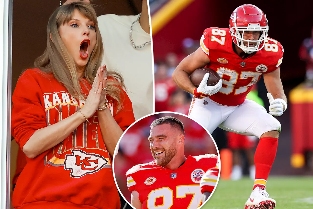 Travis Kelce reacts to stats proving he plays better when Taylor Swift attends his games