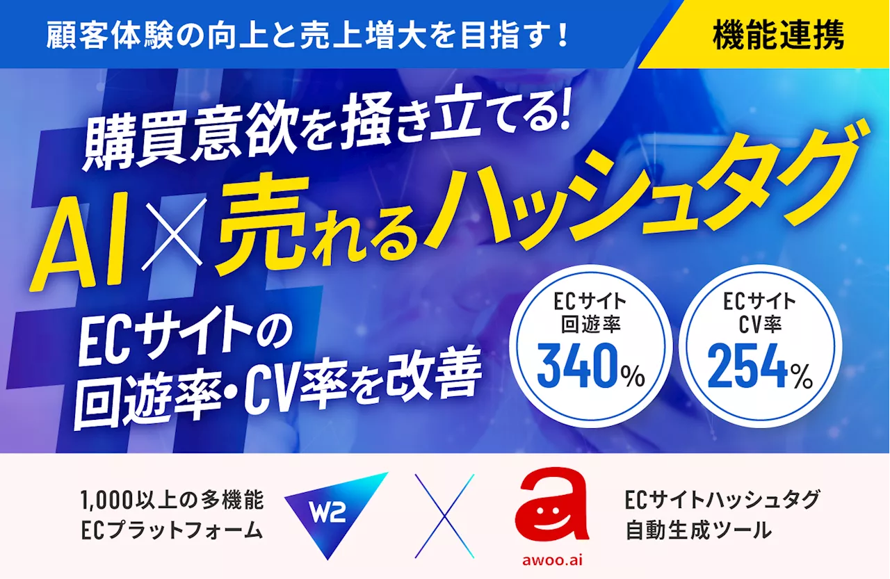 W２、台湾発のAI（人工知能）によるハッシュタグ自動生成ツール「awoo AI」との連携を開始 購買意欲を掻き立てる'AI×売れるハッシュタグ”の活用で顧客体験の向上と売上増大を目指して