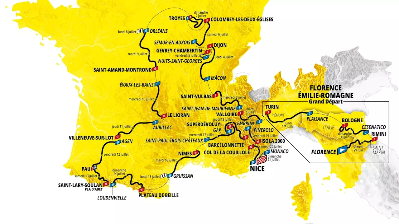 Tour de France 2024: le parcours complet, étape par étape