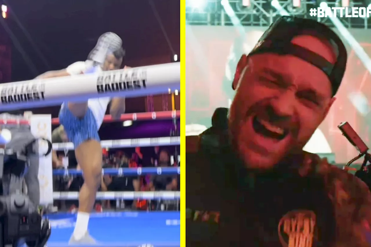 Tyson Fury and Francis Ngannou both bring out MMA moves at public workout...