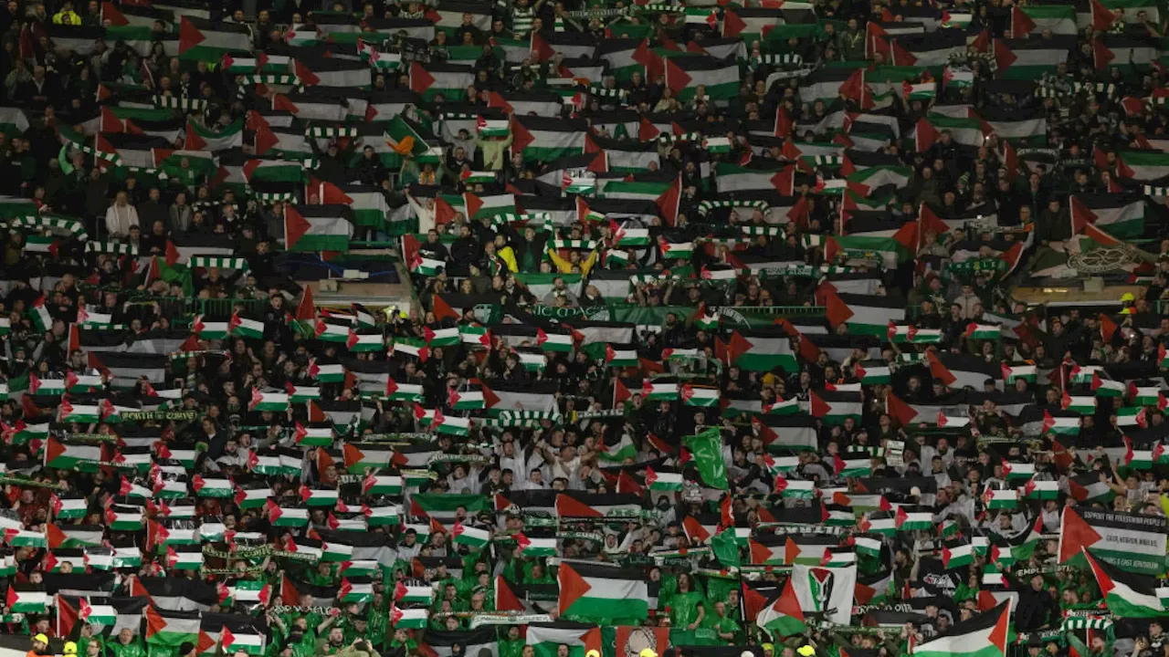 Celtic Park se salta la prohibición de la UEFA y se inunda de banderas de Palestina