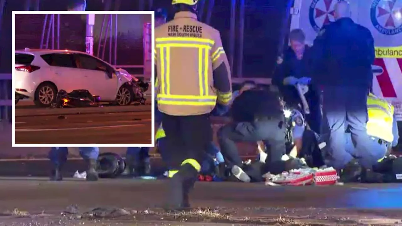 Motorcyclist fighting for life after collision on Cumberland Highway, Greystanes