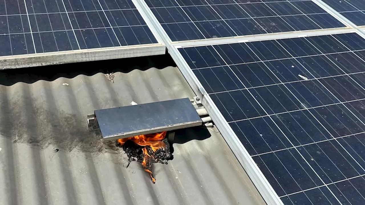 Solar system DC isolator fire on rooftop a warning for home owners to have ageing equipment checked