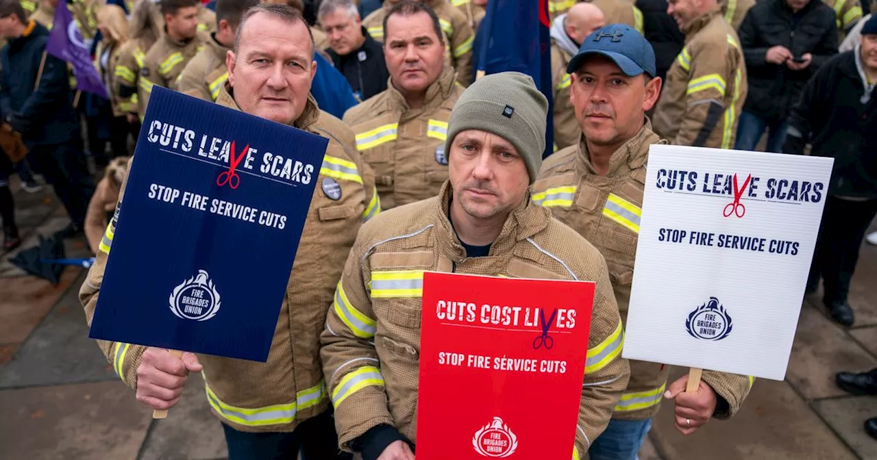 Firefighters rally outside Holyrood in protest at cuts to emergency service