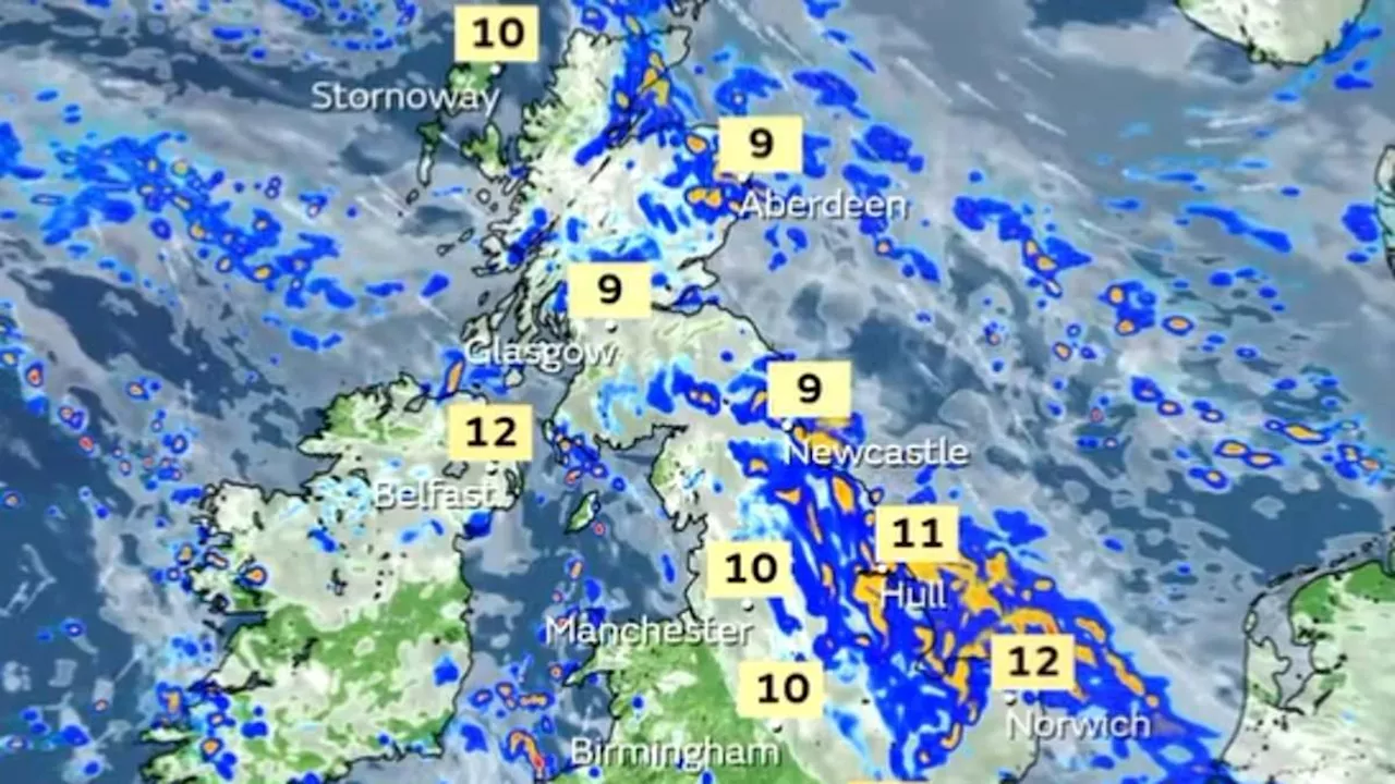 Britain braces for thundery showers today as Storm Babet chaos continues - with yellow rain warnings...