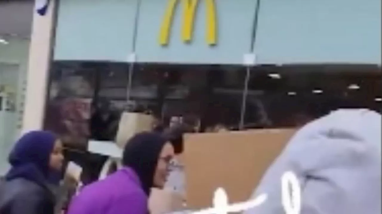 Moment pro-Palestine protesters shout 'boycott McDonald's' outside Bristol branch as they accuse...