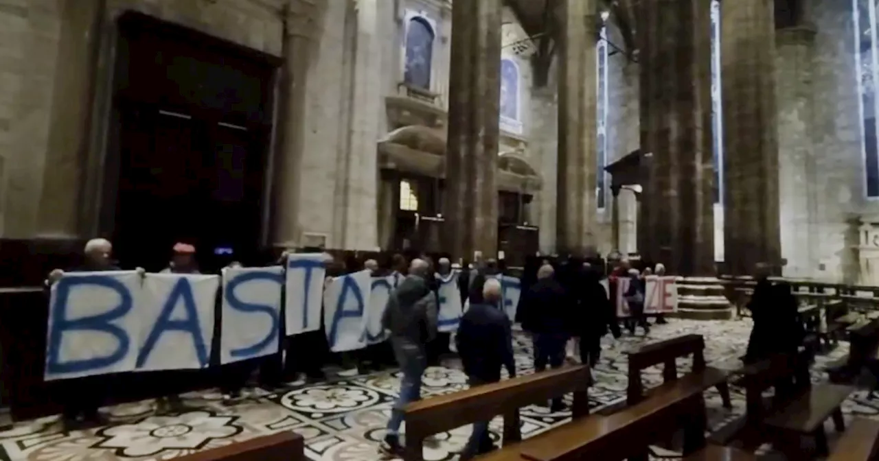 “Basta guerre, basta ingiustizie”, srotolato uno striscione nella navata centrale del Duomo di…