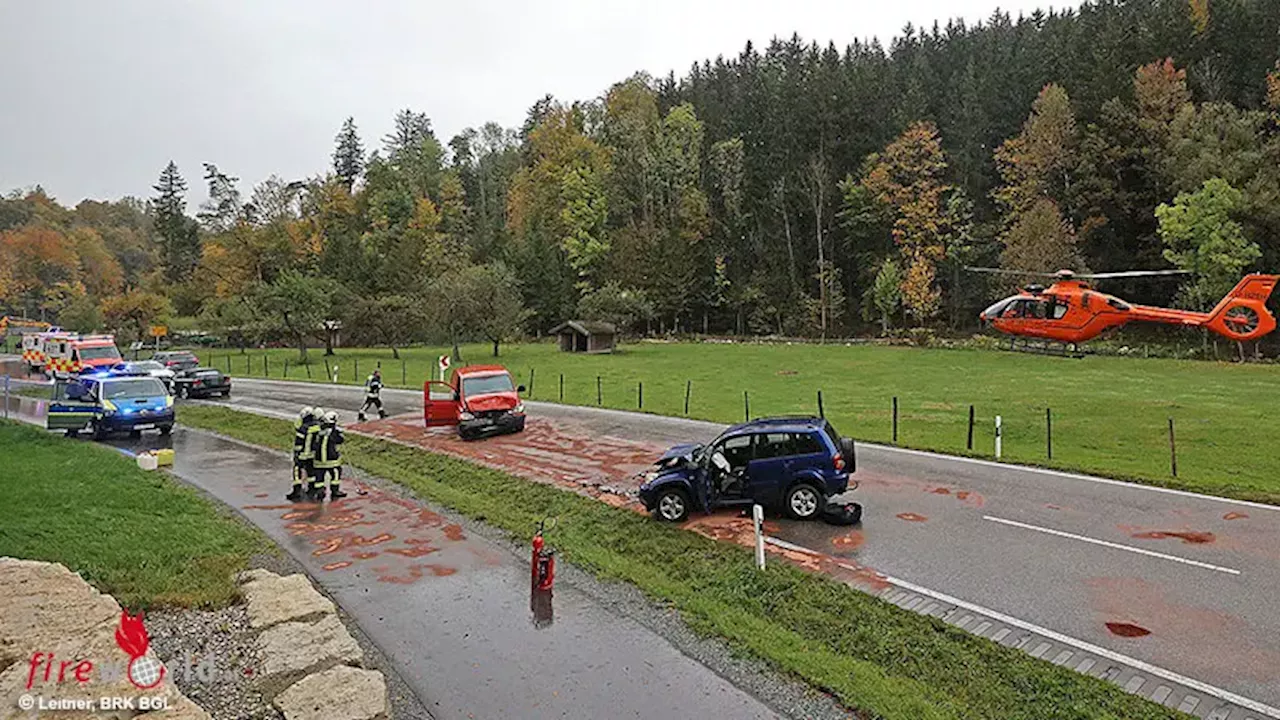 Bayern: Drei Verletzte bei Frontalzusammenstoß auf der Staatsstraße 2102 bei Oberteisendorf