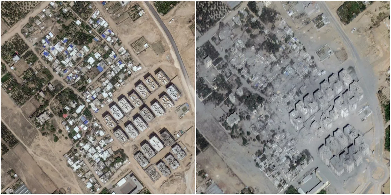 Se förstörelsen i Gaza – före och efter kriget