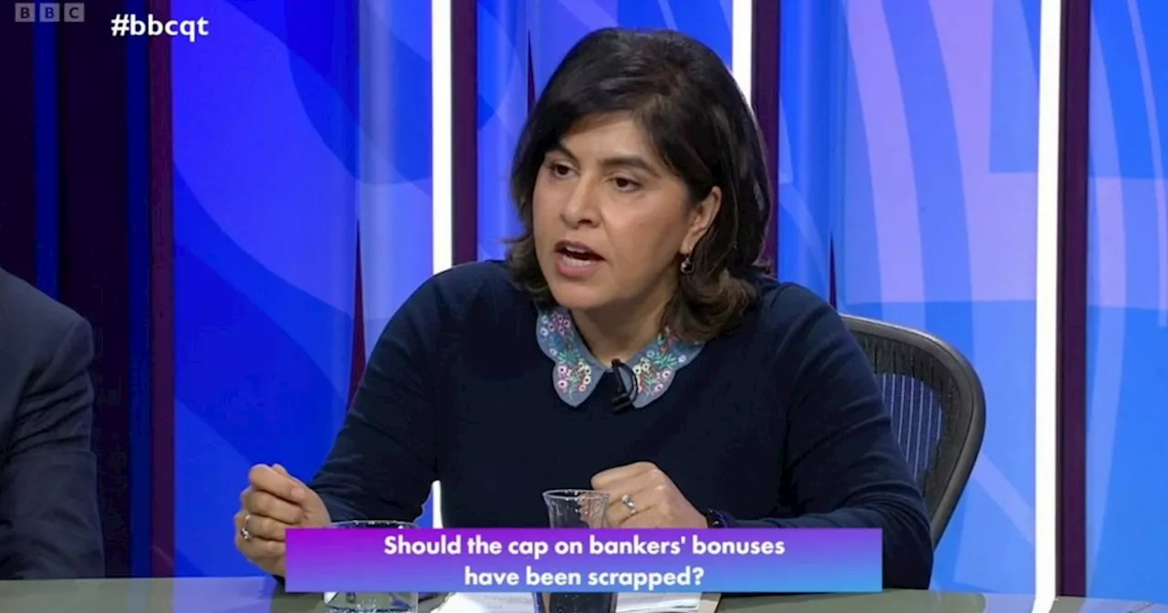 Sayeeda Warsi Calls Out Rishi Sunak Over Banker Bonuses On Question Time