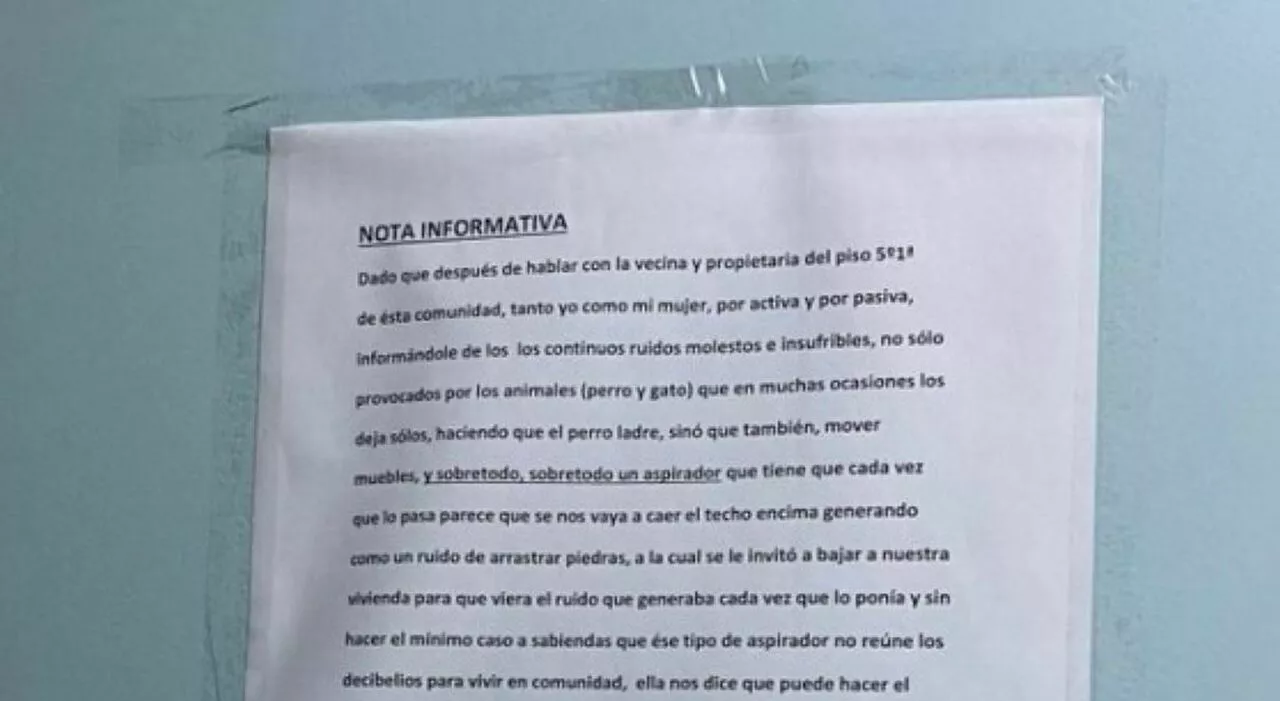 L'aspirapolvere fa troppo rumore, il vicino gli lascia un cartello: «Ti avverto, ho comprato una sirena indust