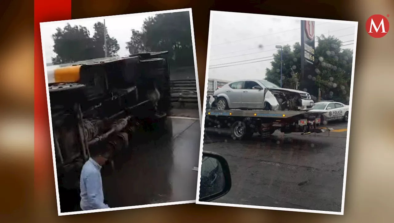 Se registran accidentes vehiculares en el Valle de México a causa de fuertes lluvias