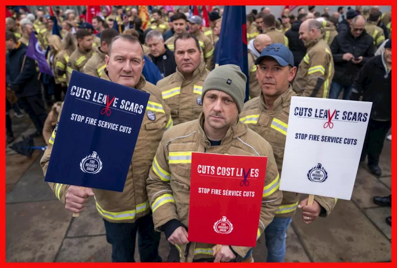 Firefighters union stages protest outside Holyrood over cuts