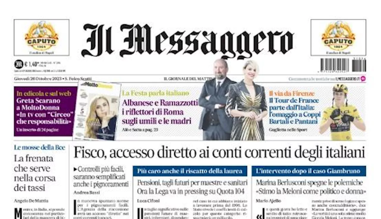 Il Messaggero in apertura sui biancocelesti: 'La Lazio si perde, Europa amara'