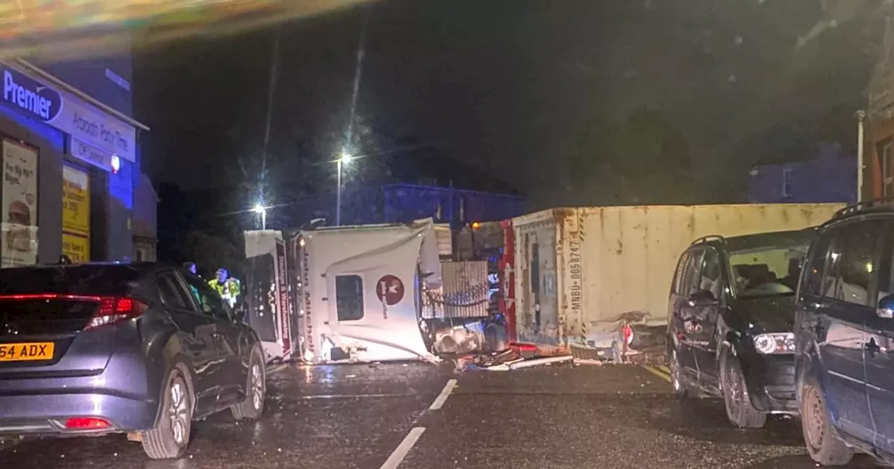 Lorry flipped onto side on Scots road as driver rushed to hospital after crash